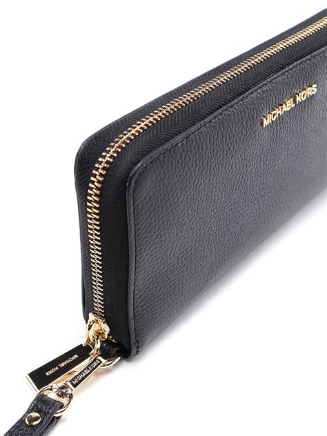 michael kors jet set women's leather travel continental wristlet wallet|michael kors silver metallic wallet.